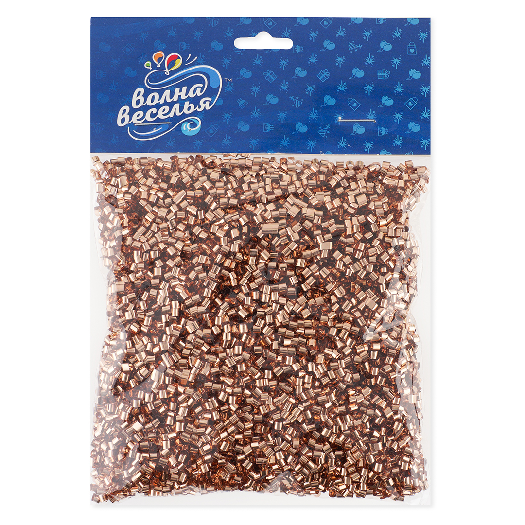 Конфетти фольга Цилиндр, Розовое Золото, Металлик, 0,2 см, 20 г.