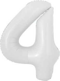 Шар с клапаном (16''/41 см) Мини-цифра, 4, Белый, 1 шт.
