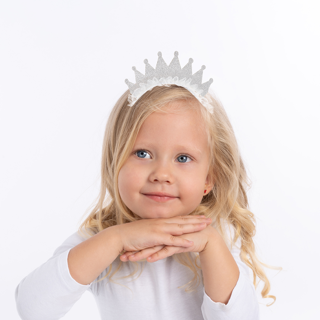 Ободок, Сверкающая корона, Серебро, с блестками, 1 шт. 