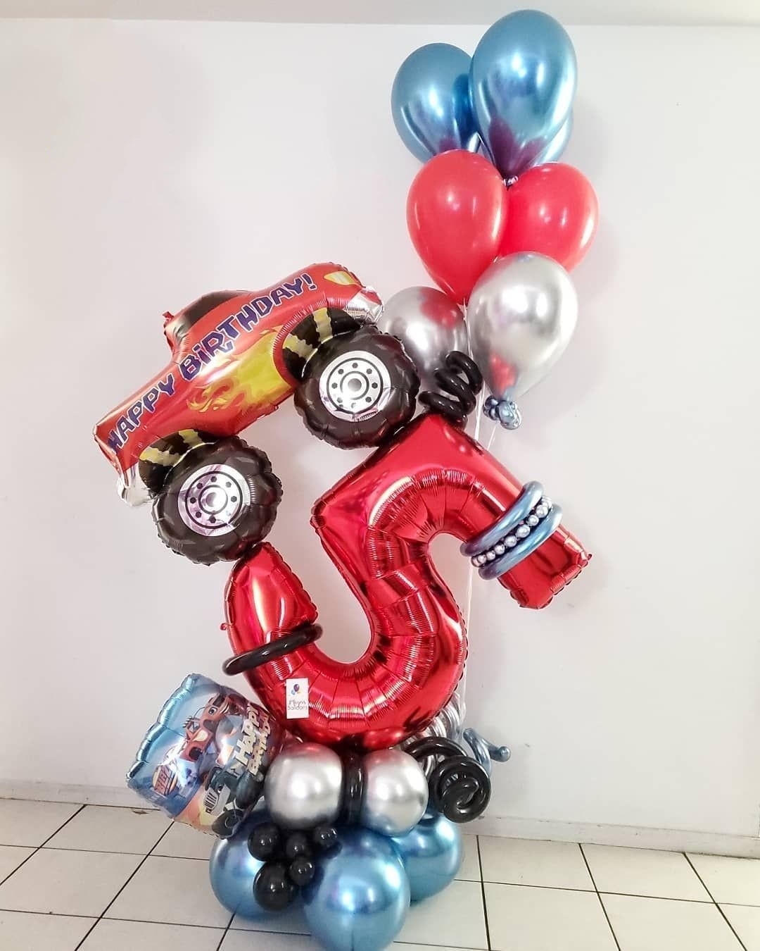 Шар (30''/76 см) Фигура, С Днем Рождения, Пикап Монстр-Трак, Красный, 1 шт. в уп.