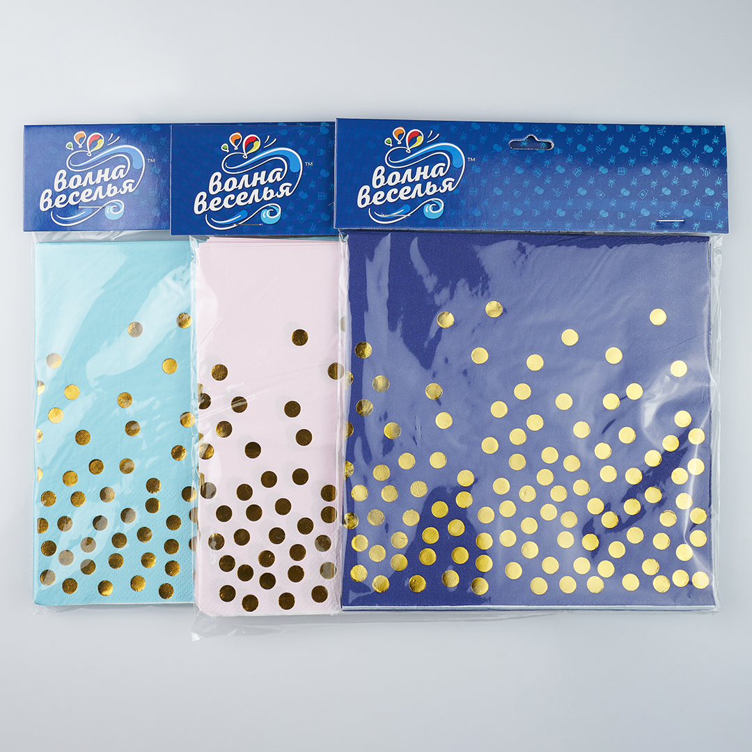 Сервировочные салфетки, Конфетти, Розовый/Золото, Металлик, 33*33 см, 12 шт.