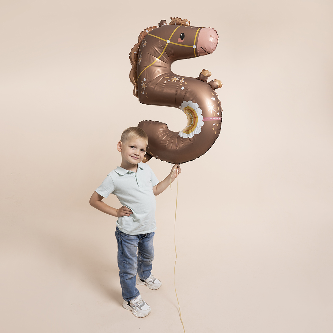 Шар (35''/89 см) Цифра, 5 Лошадка, 1 шт. в уп.