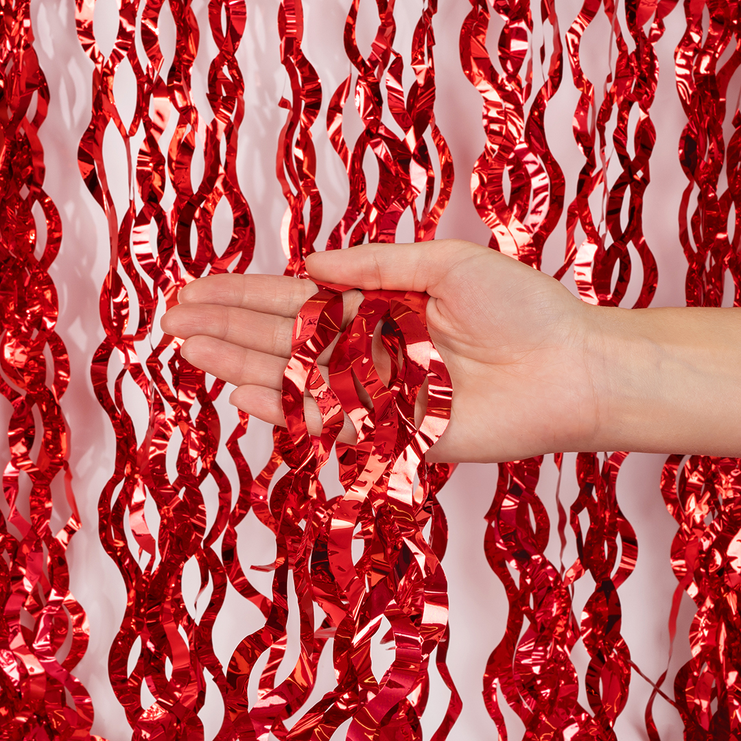 Занавес Волна, Красный, Металлик, 100*200 см, 1 шт.