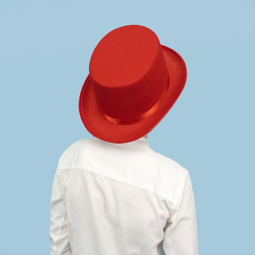 Шляпа, Цилиндр, фетр, Красный, 56-58 разм., 1 шт. 