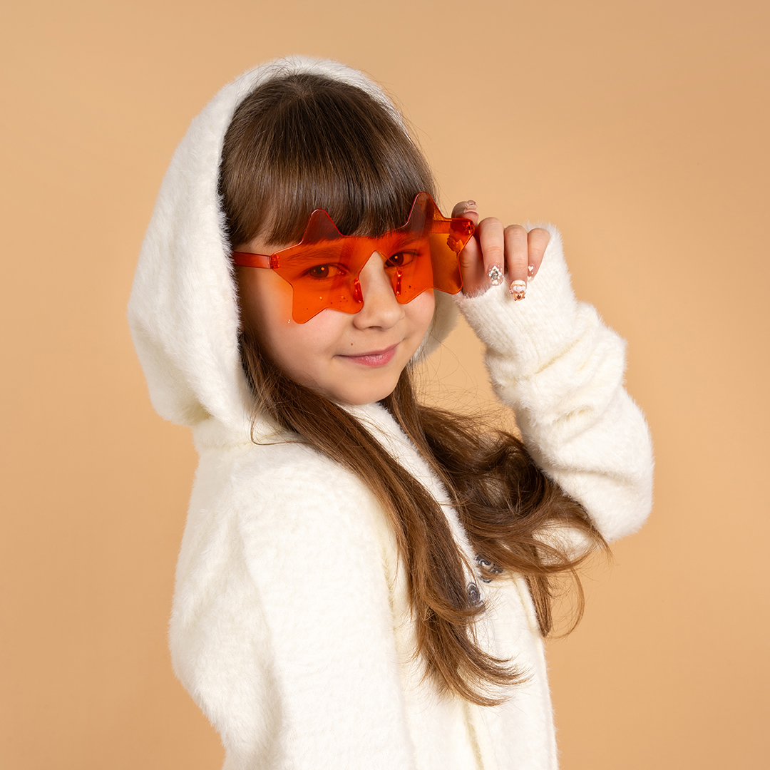 Карнавальные очки, Звезда, Ярко-оранжевый, 1 шт. 