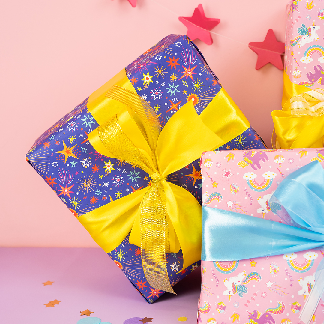 Упаковочная бумага 80гр (0,7*1 м) Сверкающие звезды, 1 шт.