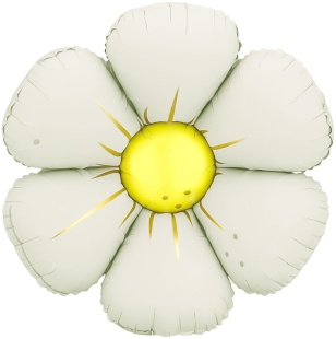 Шар (25''/64 см) Цветок, Ромашка (надув воздухом), Кремовый, Сатин, 1 шт.