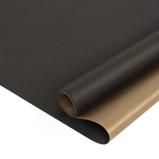 Упаковочная бумага, Крафт 60гр (0,68*10 м) Черный/Золото, 2 ст, 1 шт.