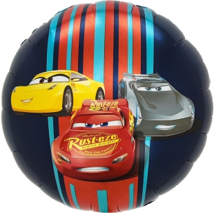 Шар (18''/46 см) Круг, Машины Тачки, 1 шт. в уп. (цв.этик.)