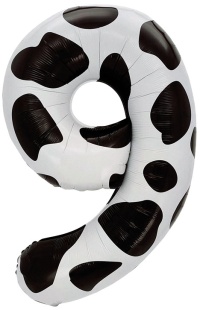 Шар (40''/102 см) Цифра, 9 Пятнышки, Черный/Белый, 1 шт. в уп.