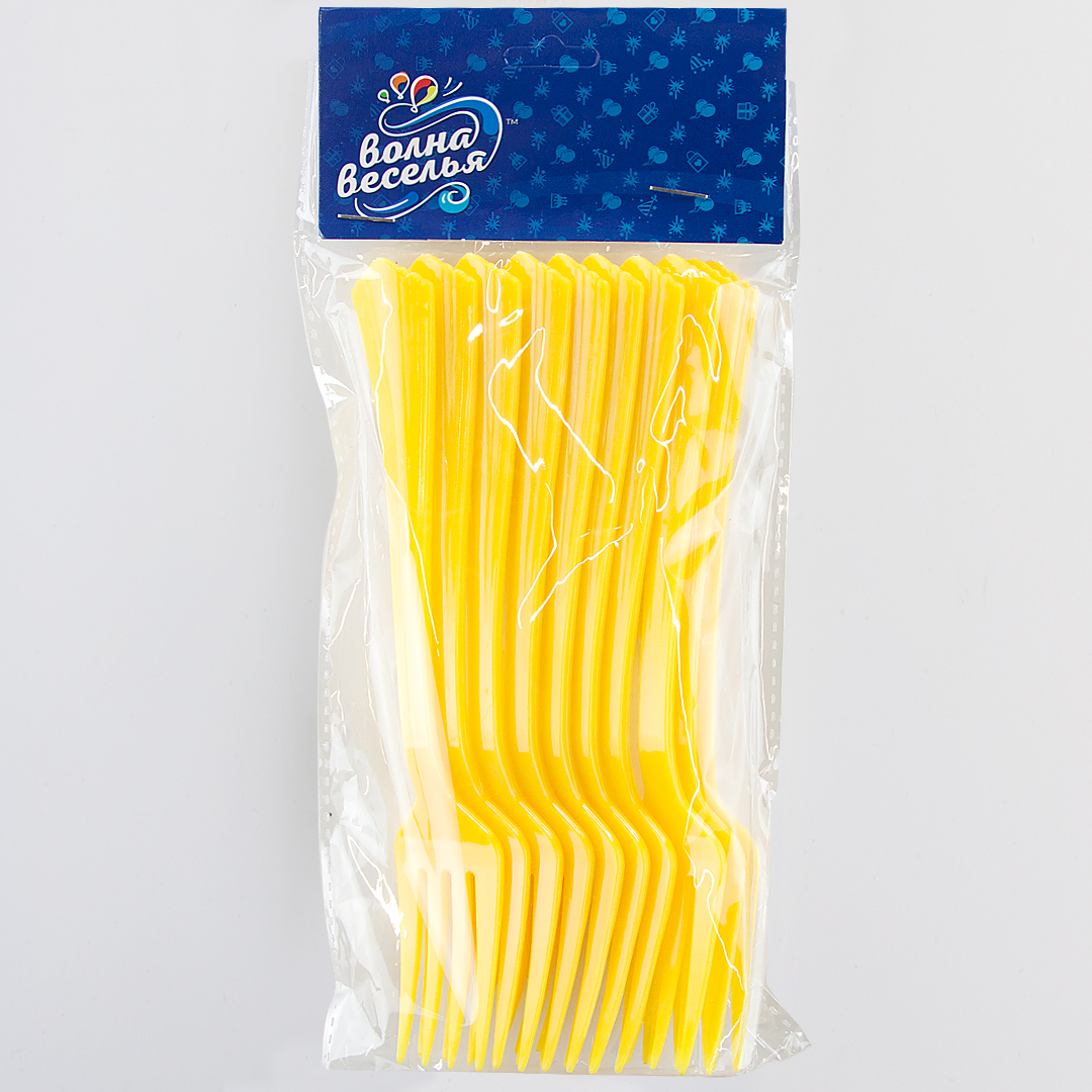 Вилки, Премиум, Желтый, 17 см, 10 шт. в упак. 