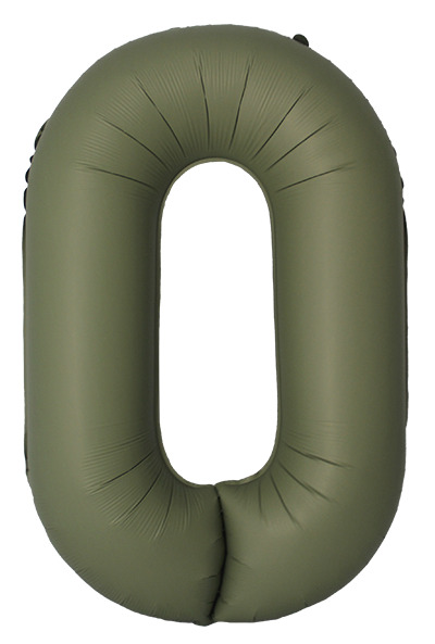 Шар (40''/102 см) Цифра, 0 Slim, Оливковый, Матовый, 1 шт.