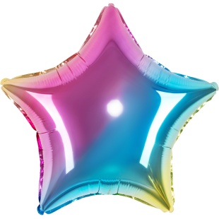 Шар (9''/23 см) Мини-звезда, Нежная радуга, Градиент, 1 шт.