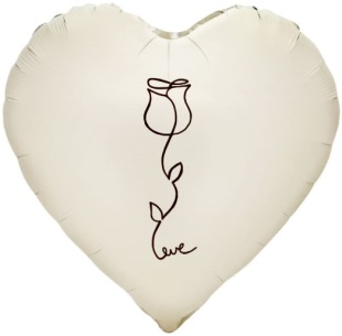 Шар (18''/46 см) Сердце, Роза, Кремовый, Сатин, 1 шт. в уп. (цв.этик.)