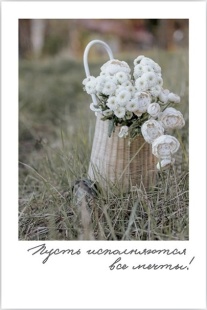 Мини - открытка, Пусть исполняются все мечты! (цветы), 6*9 см, 10 шт.