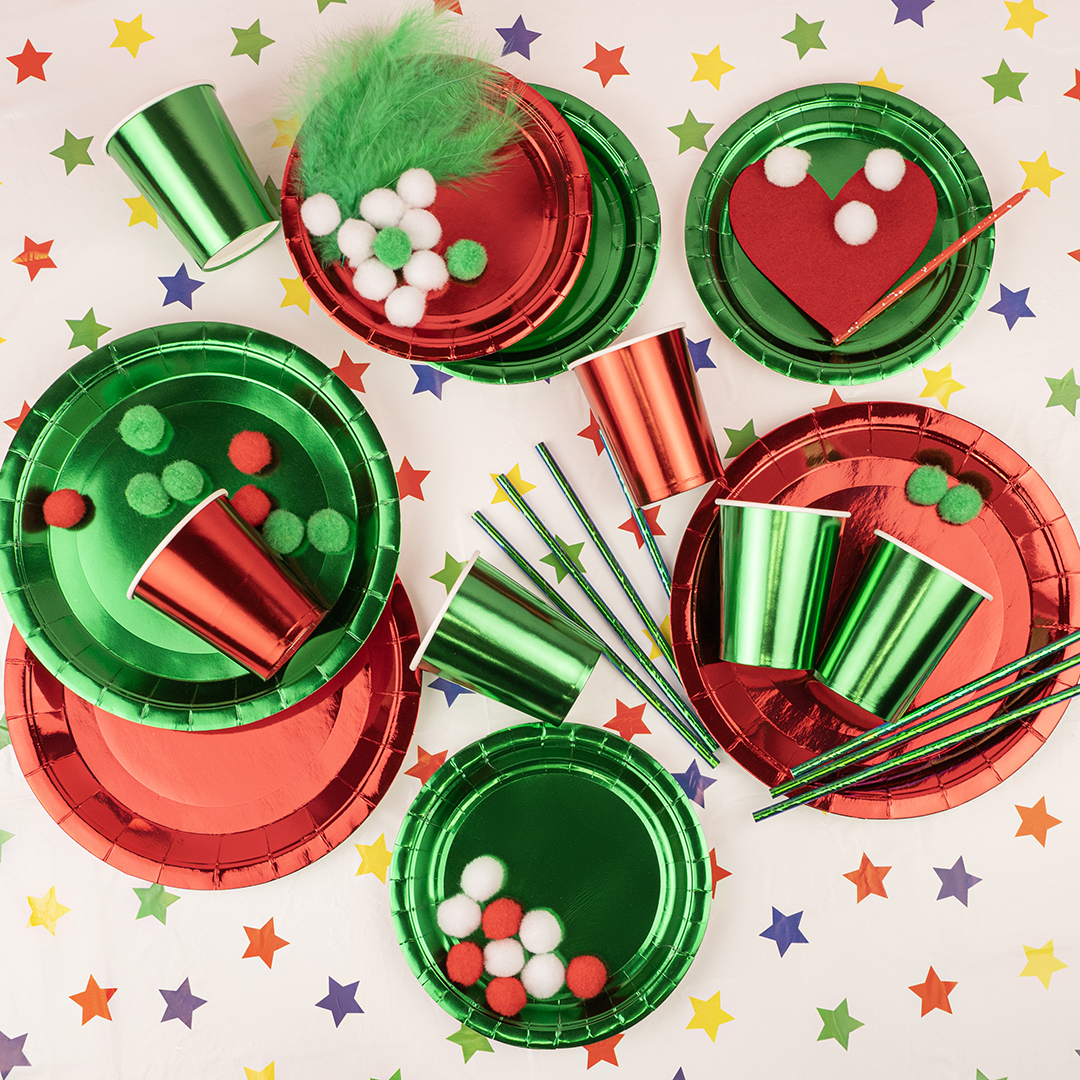 Тарелки (7''/18 см) Красный, Металлик, 6 шт.