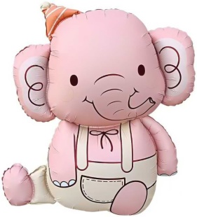 Шар (35''/89 см) Фигура, Слоник в колпачке, Розовый, 1 шт. в уп.