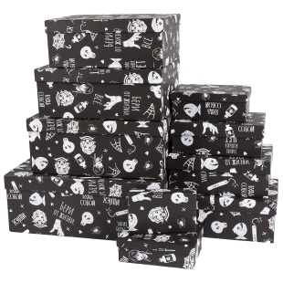 Набор коробок Мрачная стори, Черный, 33*20*13 см, 10 шт. в упак. 