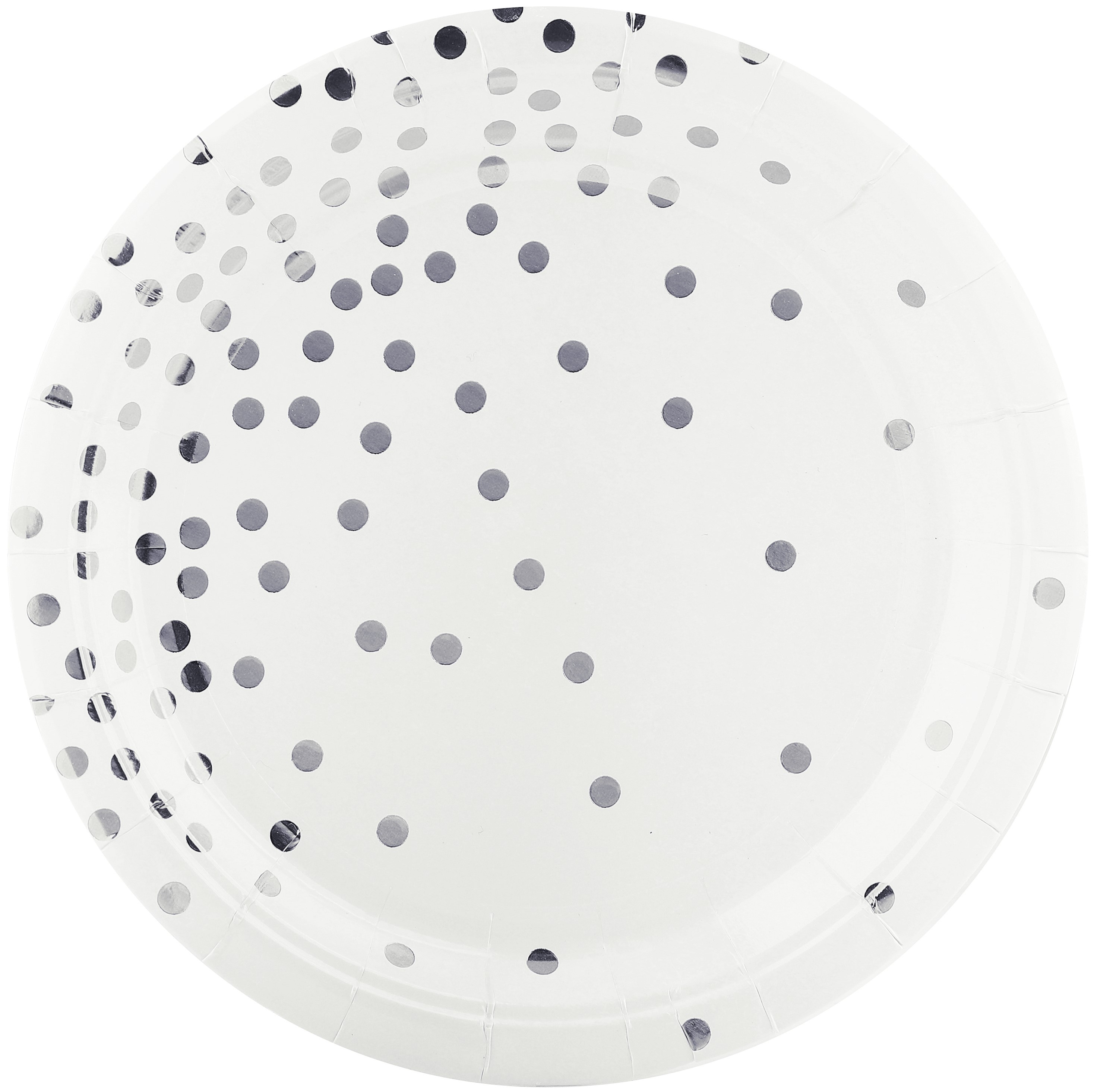 Тарелки (9''/23 см) Конфетти, Белый/Серебро, Металлик, 6 шт.