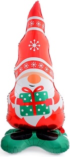 Шар 3D (58''/147 см) Фигура на подставке, Гном с подарком, 1 шт. в уп.