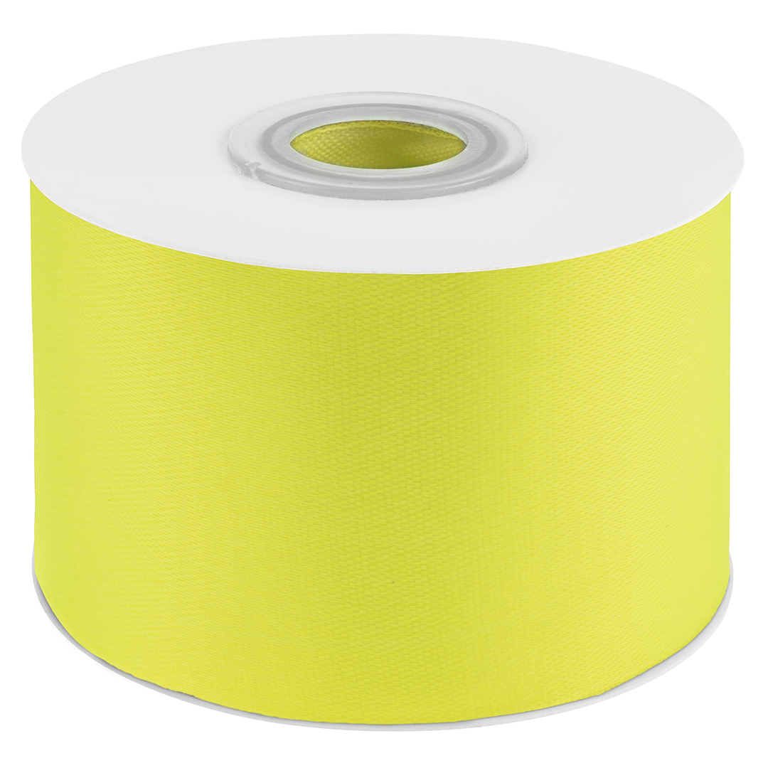 Лента атласная (5 см*22,85 м) Желтый неон, 1 шт.