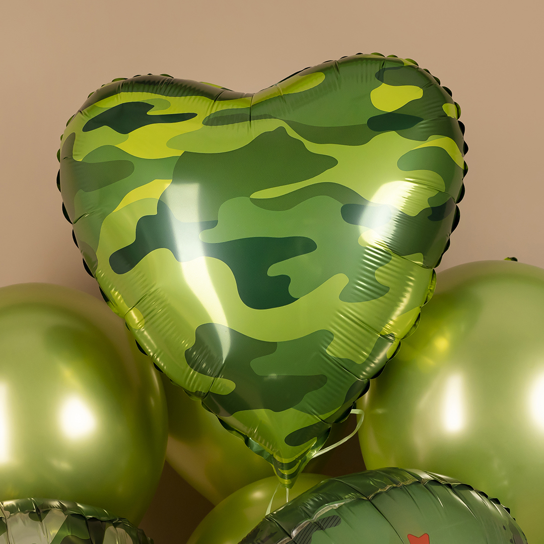 Шар (18''/46 см) Сердце, Камуфляж, 1 шт.