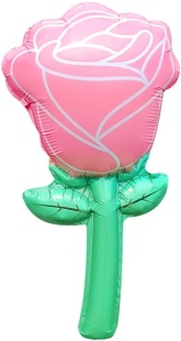 Шар с клапаном (17''/43 см) Мини-цветок, Роза, Розовый, 5 шт. в уп. (цв.этик.)