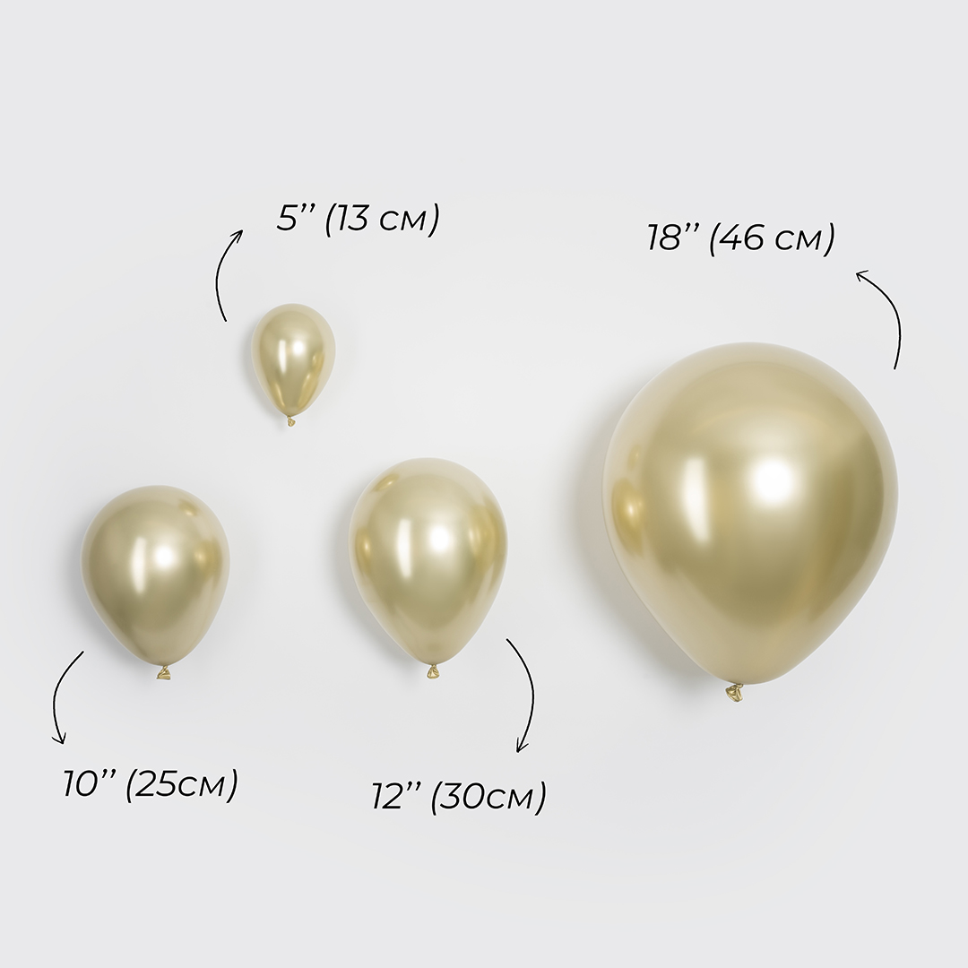 Шар (10''/25 см), Белое золото, хром, 50 шт.