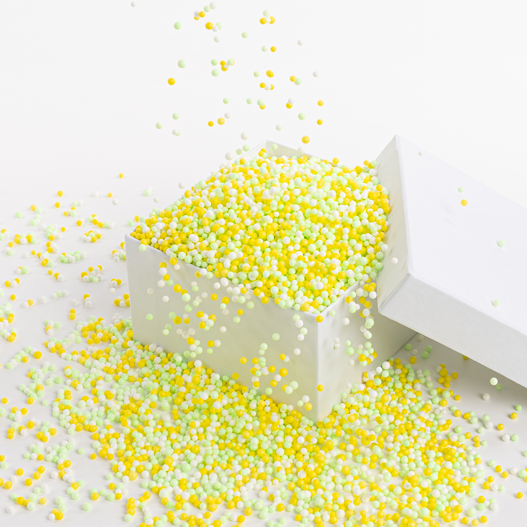 Шарики пенопласт, Цветной микс, Желтый/Зеленый, 2-4 мм, 10 гр.