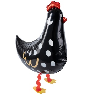 Шар 3D (23''/58 см) Ходячая Фигура, Курица, Черный, 1 шт. в уп.