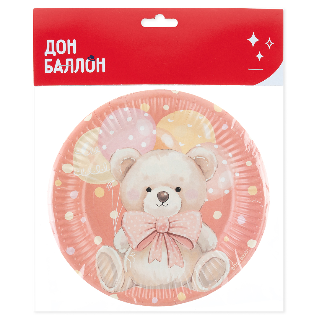 Тарелки (7''/18 см) Милый мишка, 6 шт.