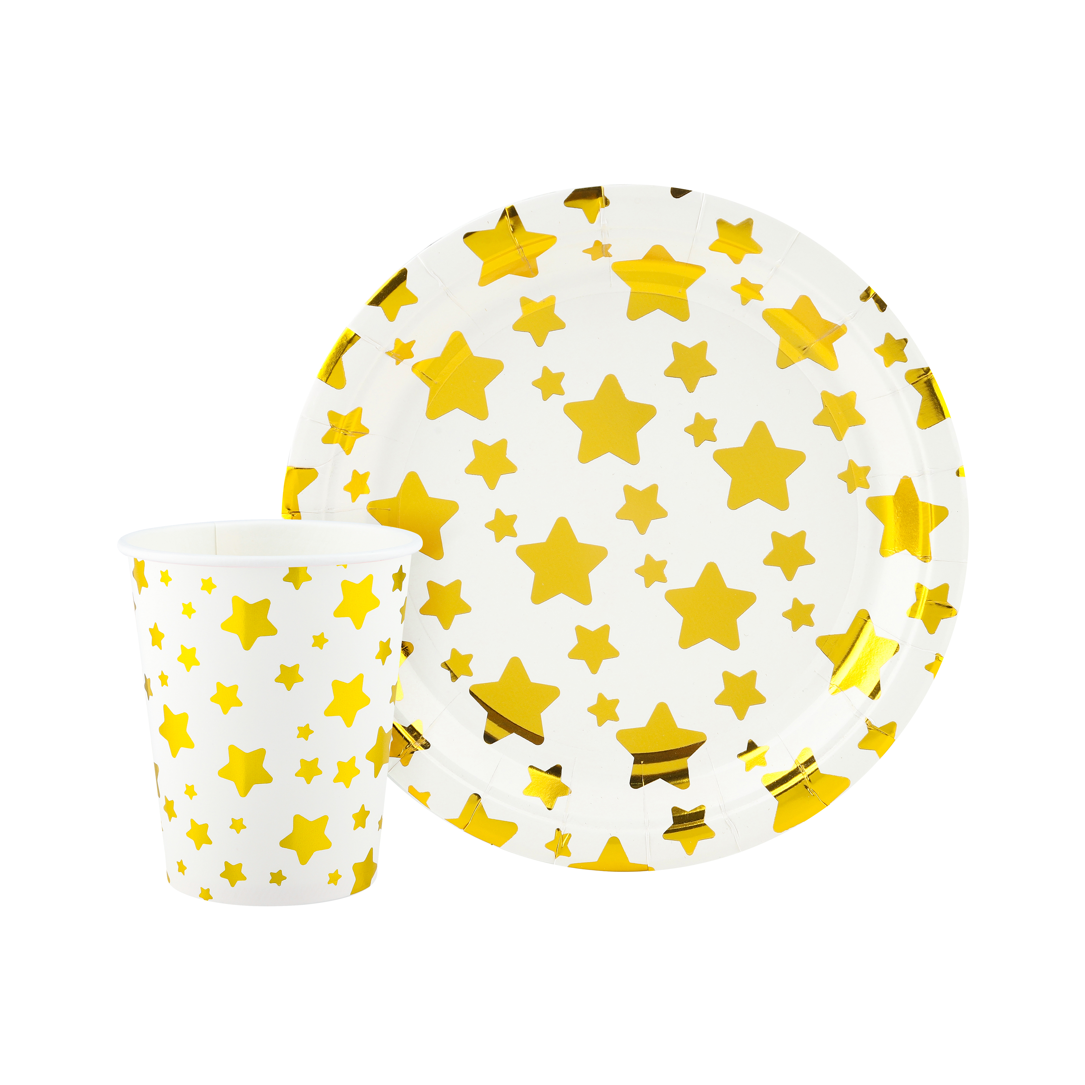 Стаканы (250 мл) Звезды Микс, Белый/Золото, Металлик, 6 шт.