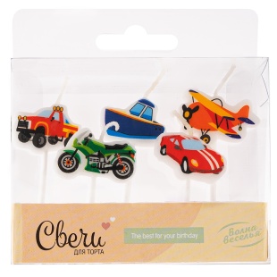 Набор свечей Фигура, Техника, 3*2 + 4,5 см, 5 шт. с держат.