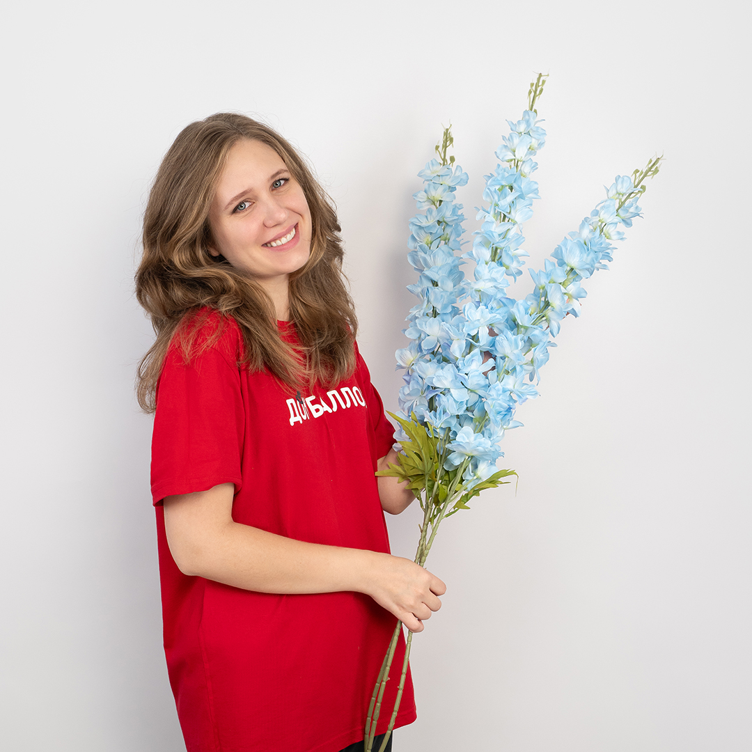 Дельфиниум, искусственный, Голубой, 120 см, 1 шт. в упак. 