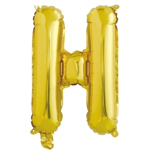 Шар с клапаном (16''/41 см) Мини-буква, Н, Золото, 1 шт. в уп.