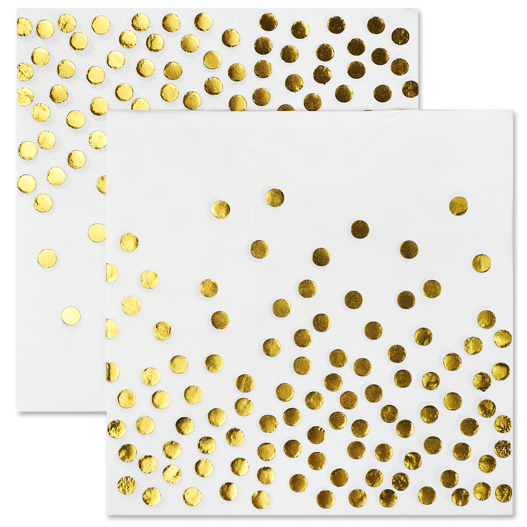 Сервировочные салфетки, Конфетти, Белый/Золото, Металлик, 33*33 см, 12 шт.