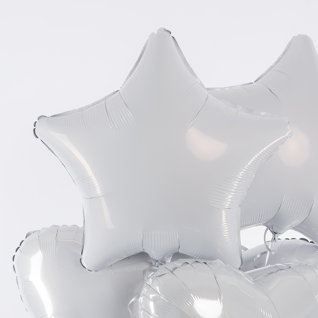 Шар (19''/48 см) Звезда, Белый, 1 шт.