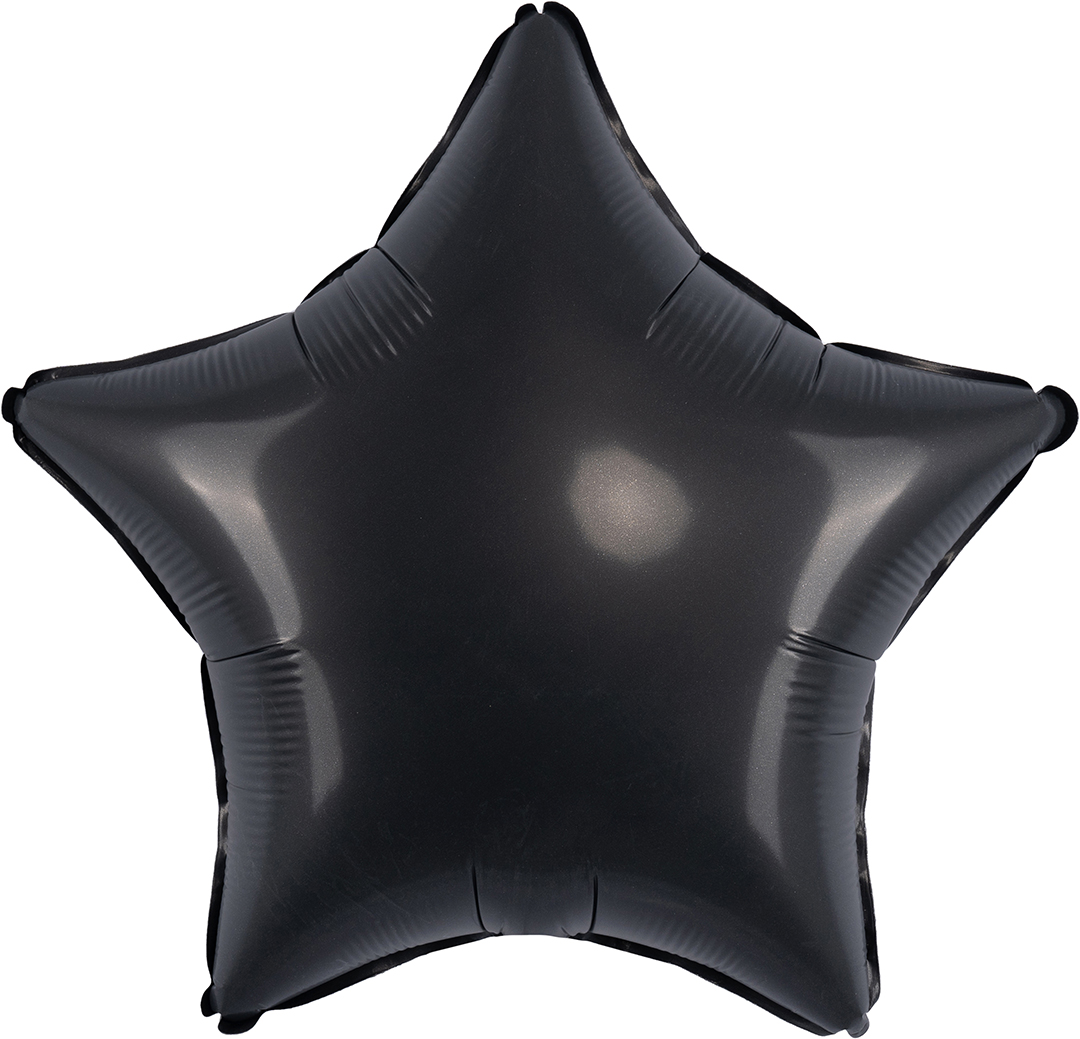 Шар (18''/46 см) Звезда, Черный, Сатин, 1 шт.