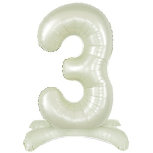Шар (32''/81 см) Цифра на подставке, 3, Белый песок, 1 шт. в уп.