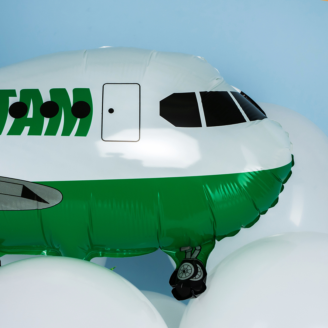 Шар (31''/79 см) Фигура, Самолет, Пассажирский лайнер, Зеленый, 1 шт.