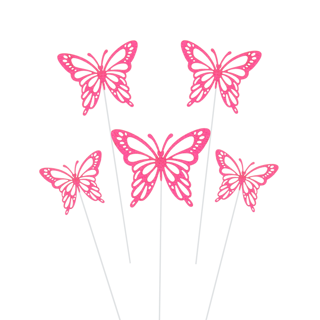Топперы, Ажурные бабочки, Фуксия, 18 см, 10 шт.