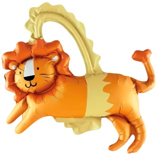 Шар с клапаном (15''/38 см) Мини-фигура, Цирк, Смелый лев, 5 шт. в уп. (цв.этик.)