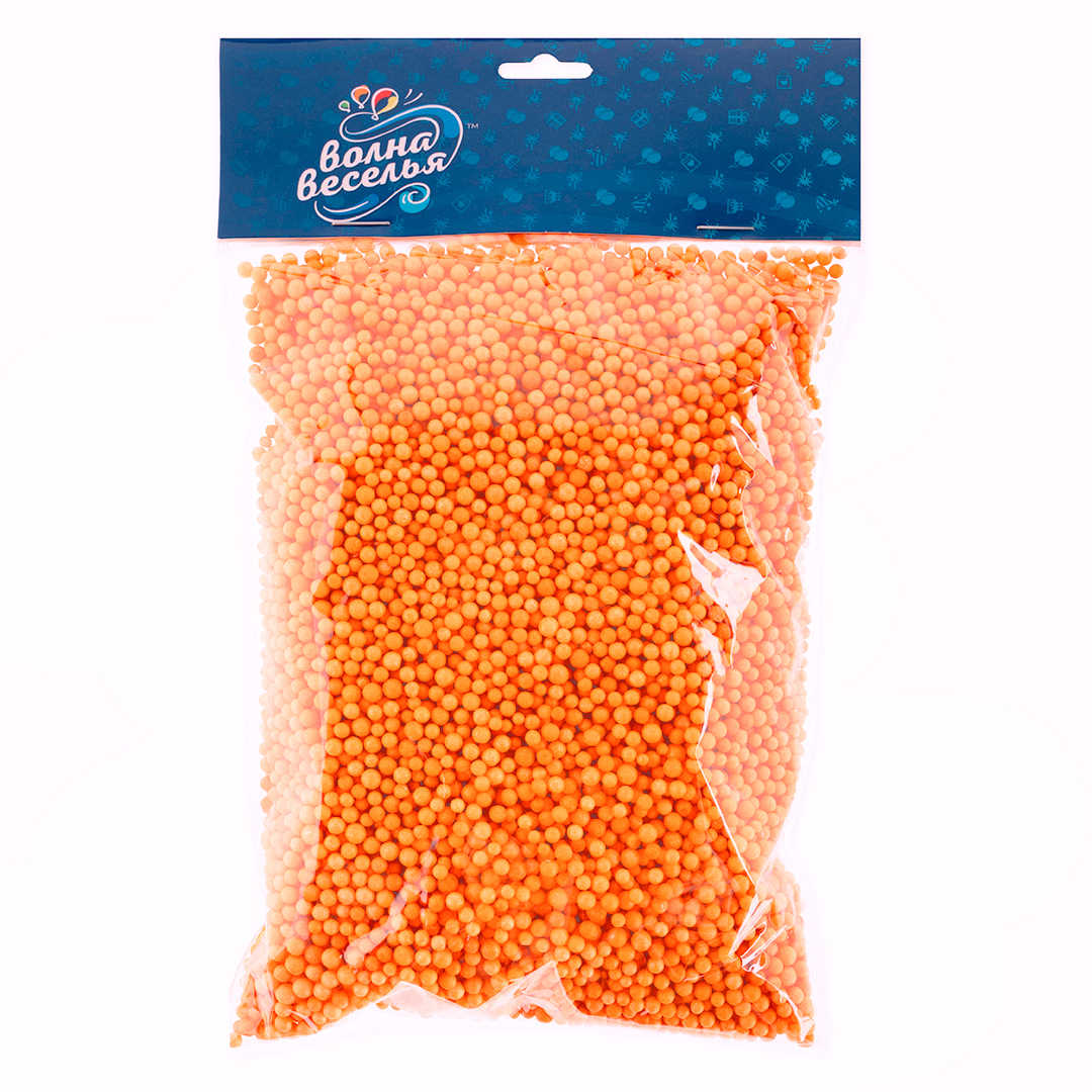 Шарики пенопласт, Оранжевый, 2-4 мм, 10 гр.