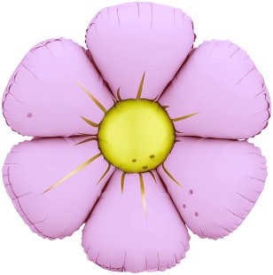 Шар (25''/64 см) Цветок, Ромашка (надув воздухом), Сиреневый, Сатин, 1 шт.