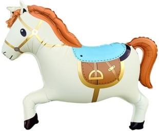 Шар (28''/71 см) Фигура, Лошадка (надув воздухом), Белый, 1 шт.