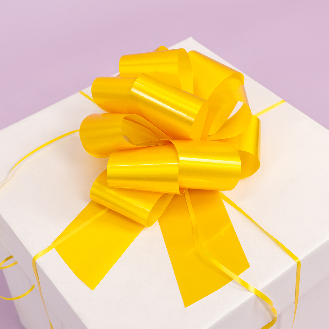 Бант Шар, Желтый, Лаковый, 21 см, 1 шт. в упак. 