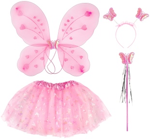 Набор (ободок, крылья, юбочка, волшебная палочка), Бабочка Инфанта, Розовый, 48*38 см, 1 шт. 