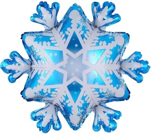 Шар (28''/71 см) Фигура, Снежинка, Голубой/Белый, 1 шт. в уп.