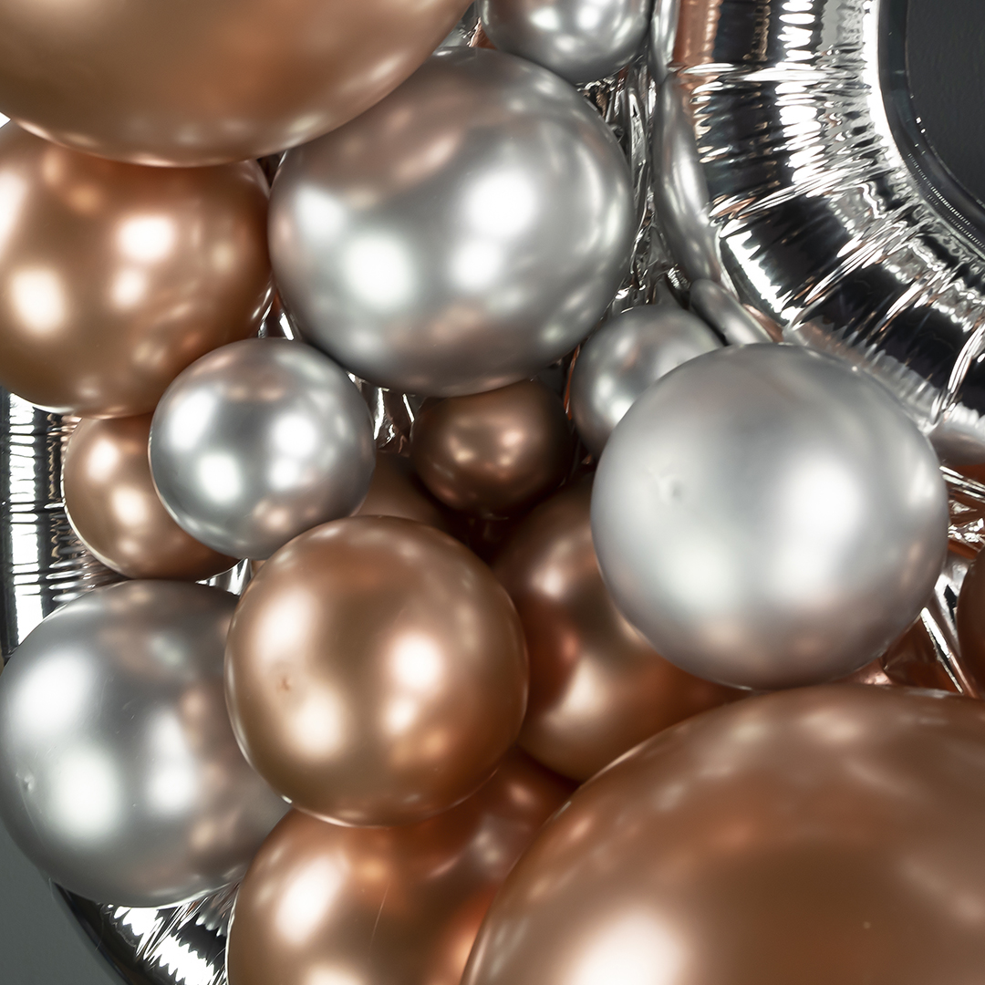 Шар (10''/25 см), Розовое Золото, хром, 50 шт.