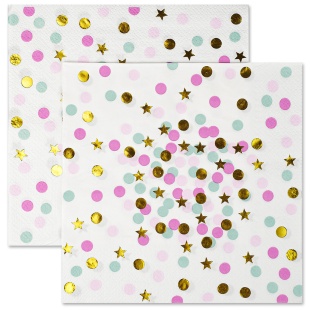 Сервировочные салфетки, Конфетти, Нежное ассорти, Металлик, 33*33 см, 12 шт.